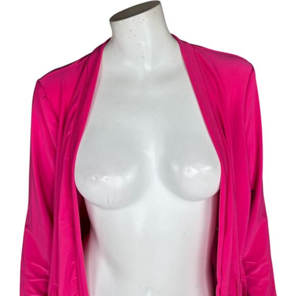 Attitudes by Renee Como Jersey Knit Fringe Cardigan Lipstick Pink X-Small NWT - Picture 2 of 15